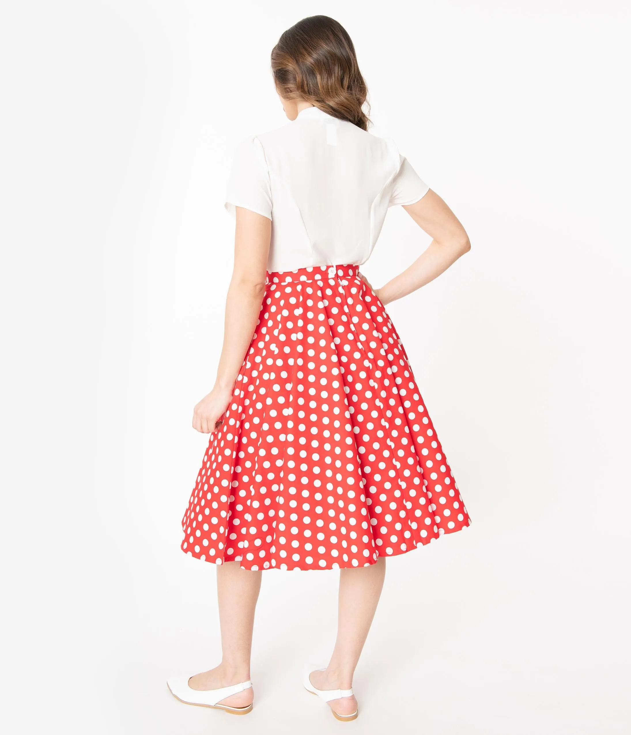 1950s Style Red & White Polka Dot Swing Skirt