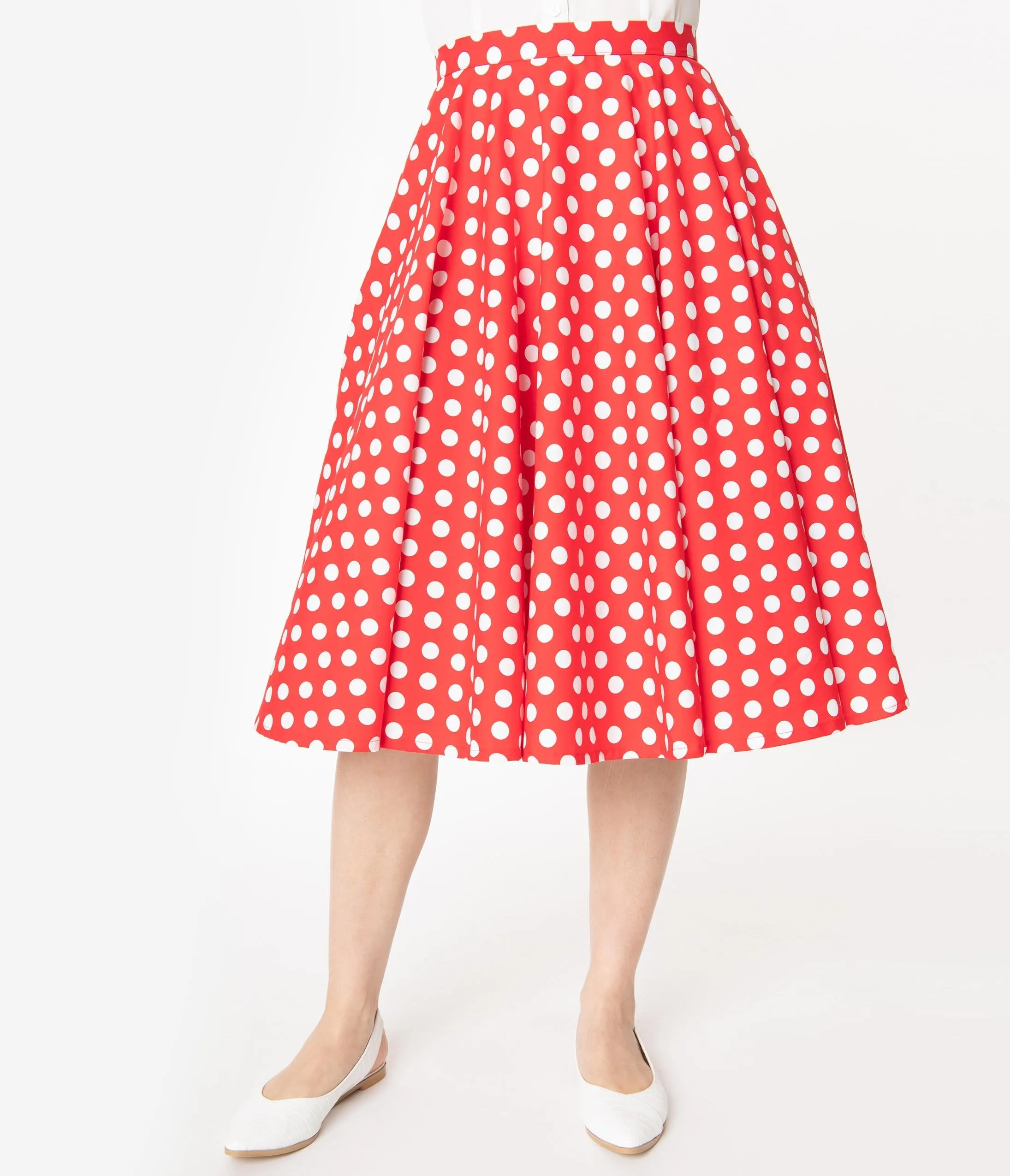 1950s Style Red & White Polka Dot Swing Skirt