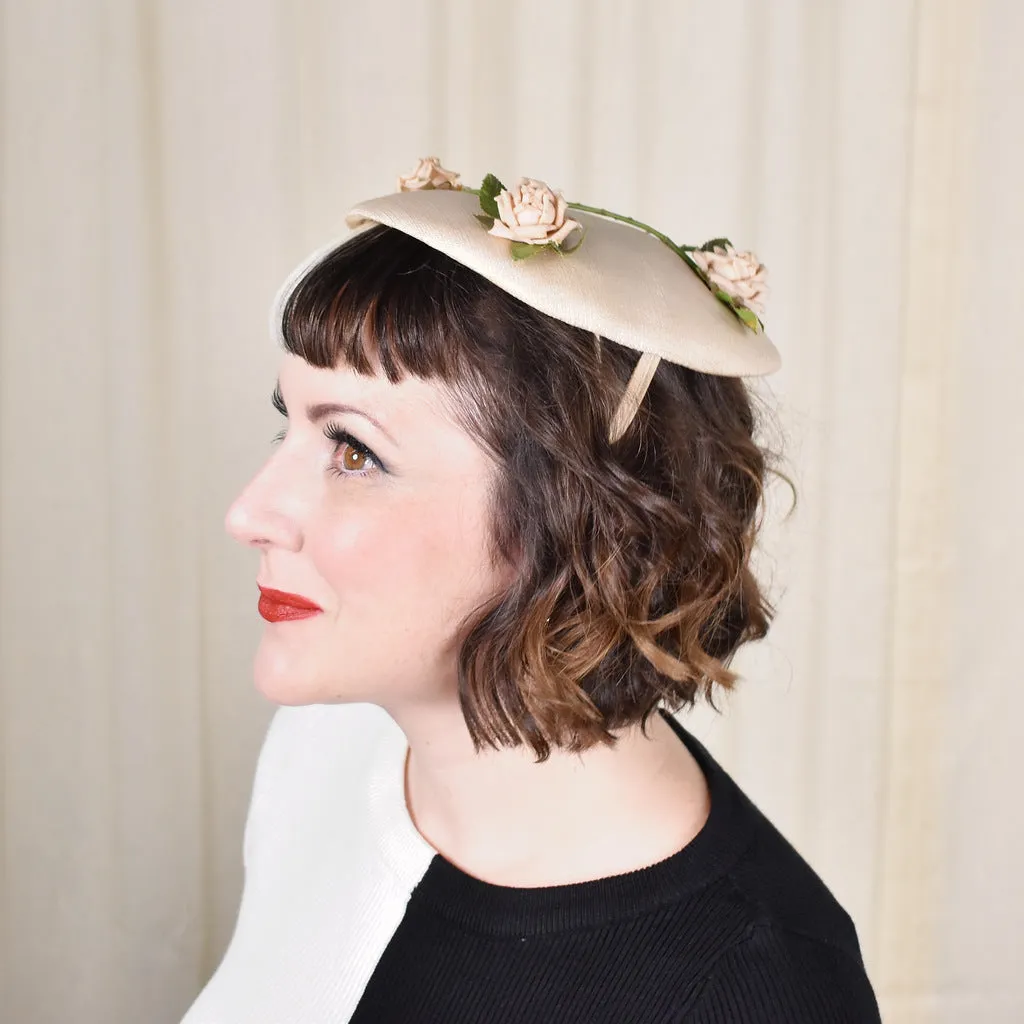 1950s Tan Roses Vintage Hat
