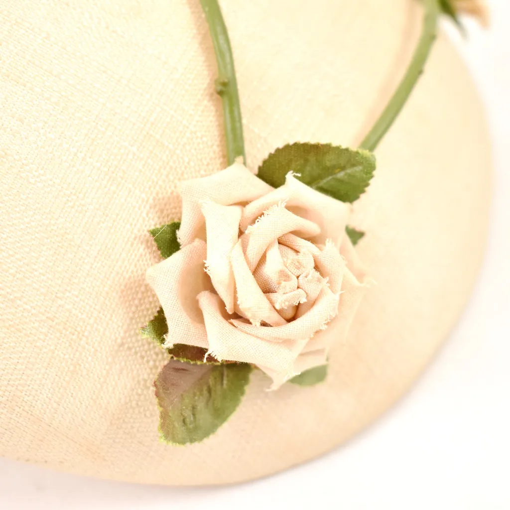 1950s Tan Roses Vintage Hat