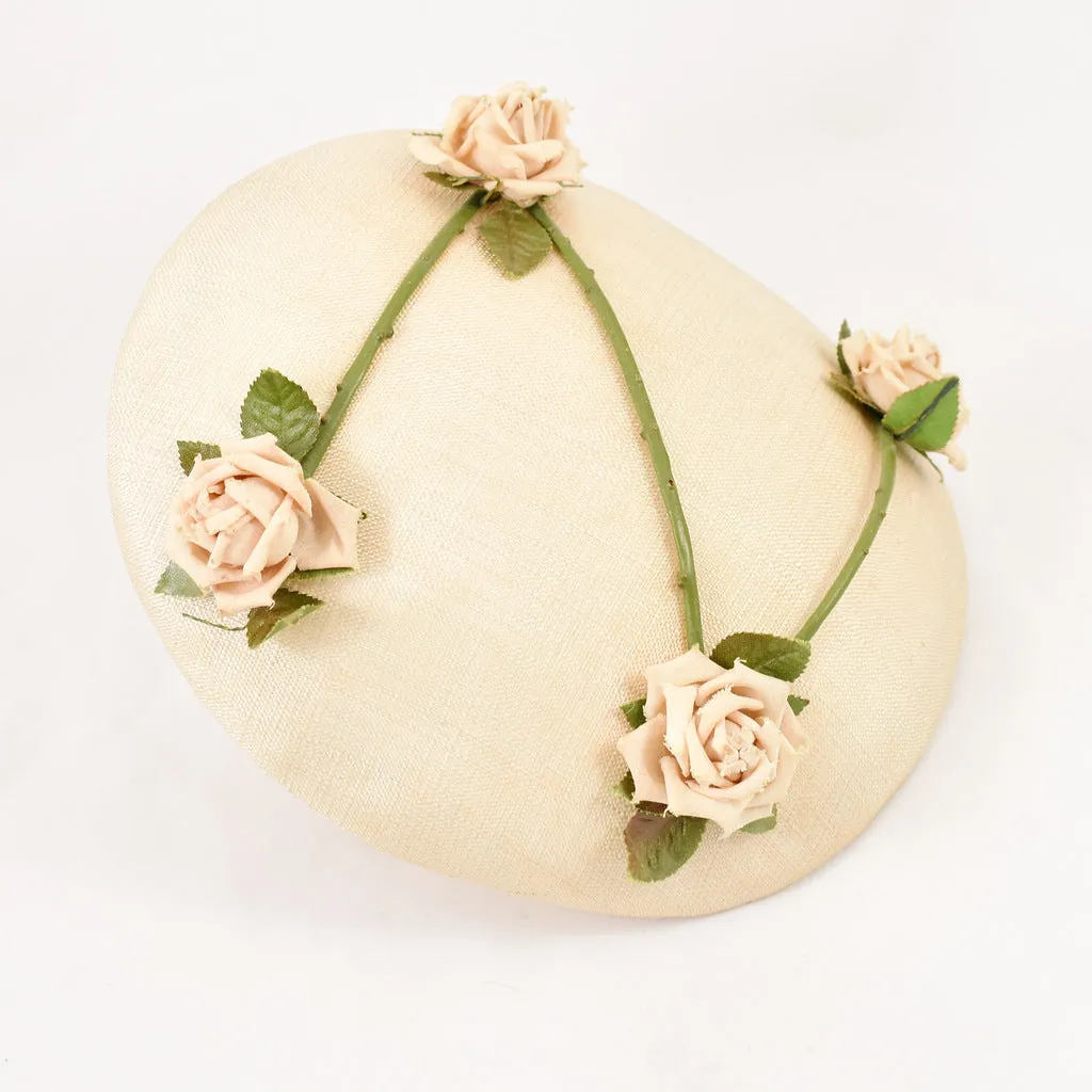 1950s Tan Roses Vintage Hat