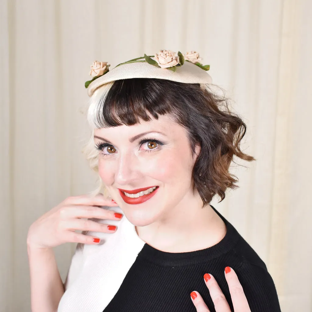 1950s Tan Roses Vintage Hat