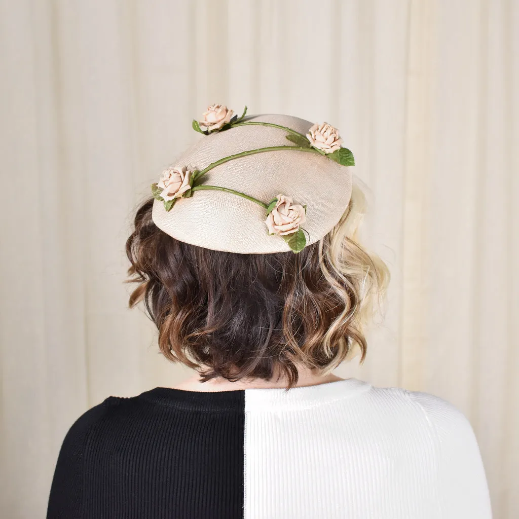 1950s Tan Roses Vintage Hat
