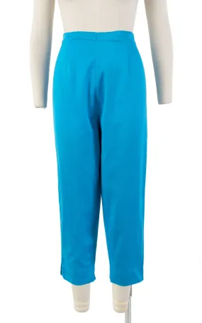 1950s Turquoise Cotton Capri Pants | medium