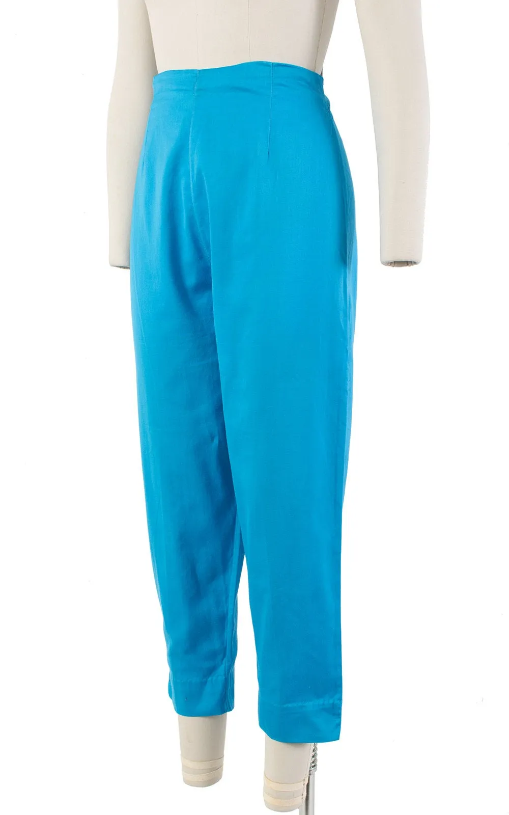 1950s Turquoise Cotton Capri Pants | medium