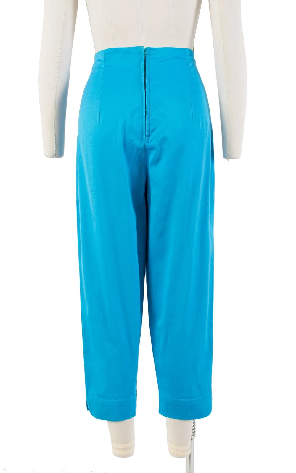 1950s Turquoise Cotton Capri Pants | medium