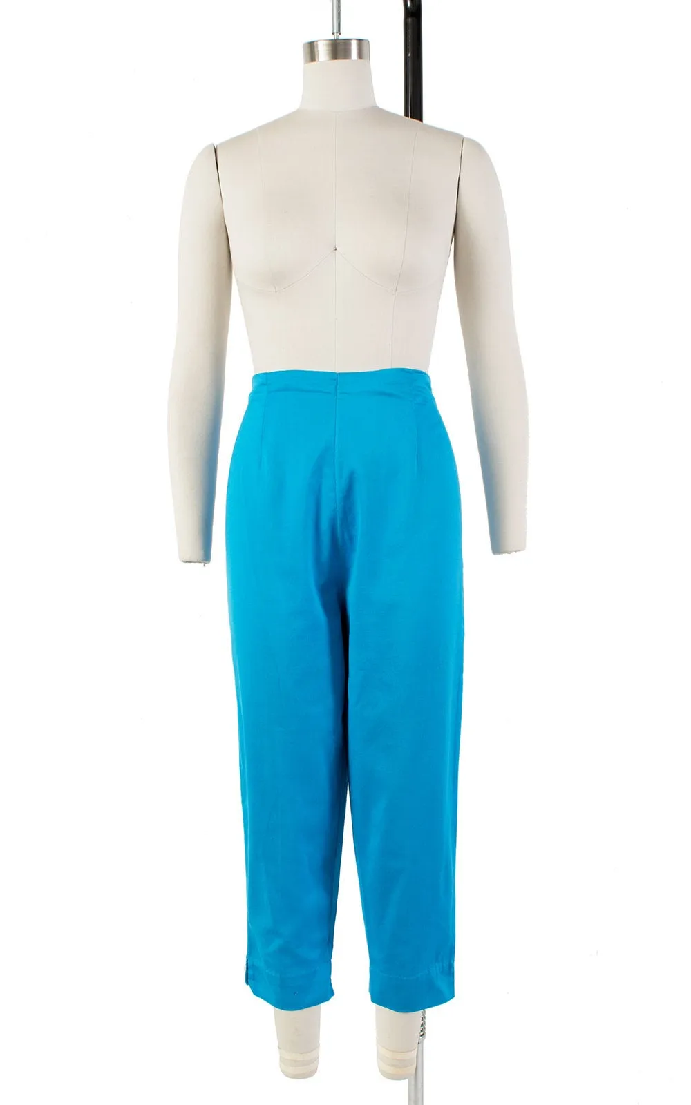 1950s Turquoise Cotton Capri Pants | medium