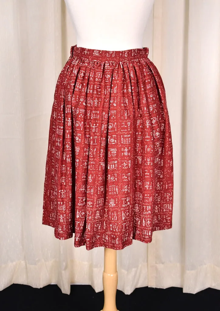 1950s Vintage Ancient Symbols Skirt