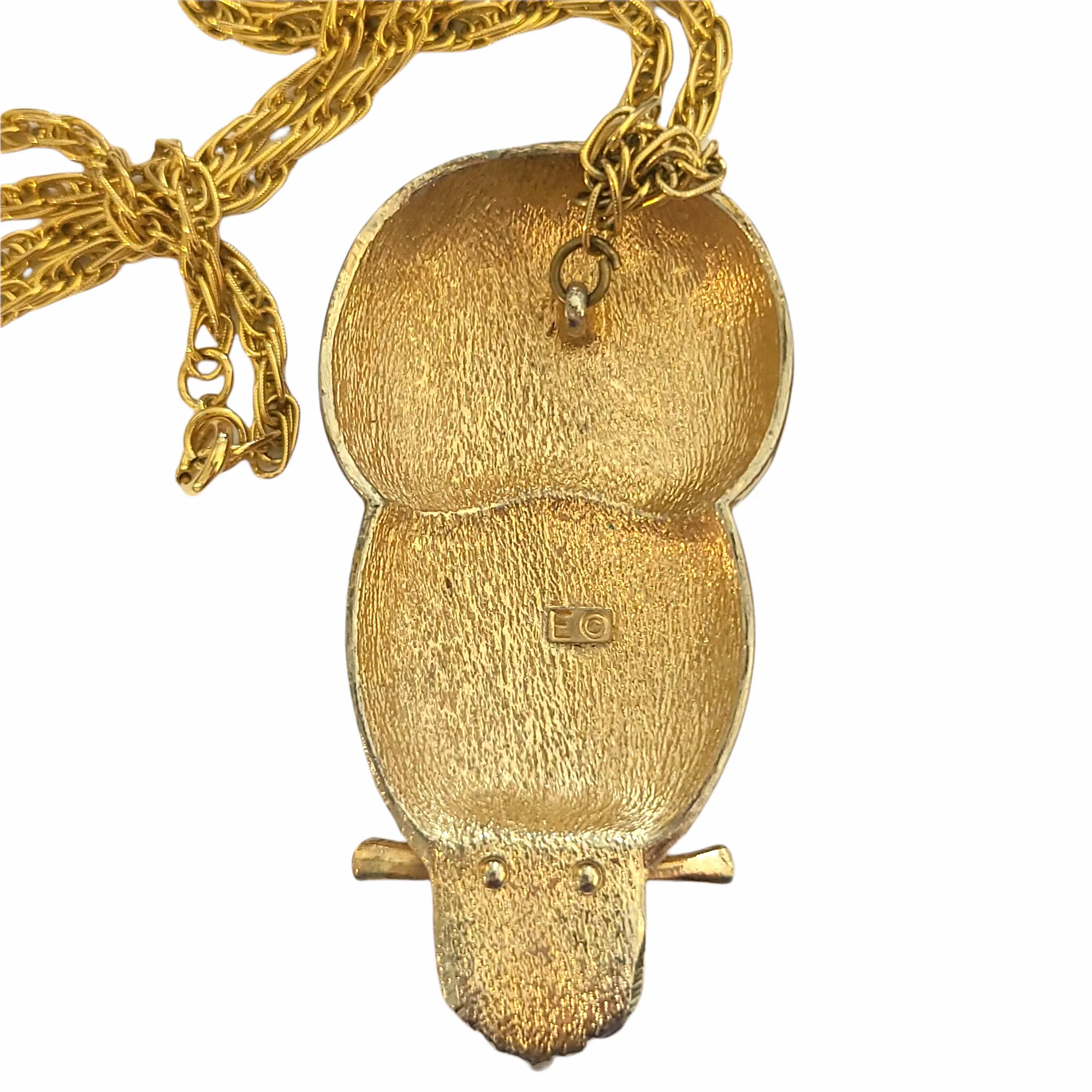 1970s Eisenberg Enameled Owl Pendant in Autumn Tones - Artist Series