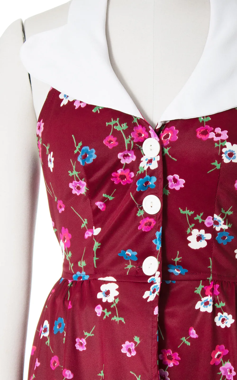 1970s Floral Open Back Halter Top & Bell Bottoms Set | small