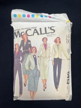 1978 McCall's 6413 Sewing Pattern - Jacket, Skirt and Pants