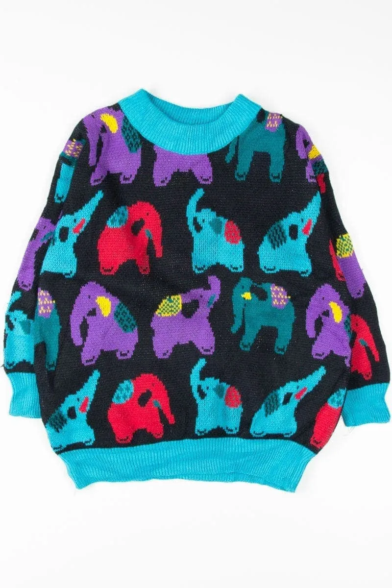 80s Circus Elephants Sweater 3079