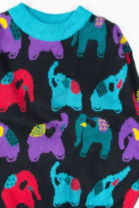 80s Circus Elephants Sweater 3079