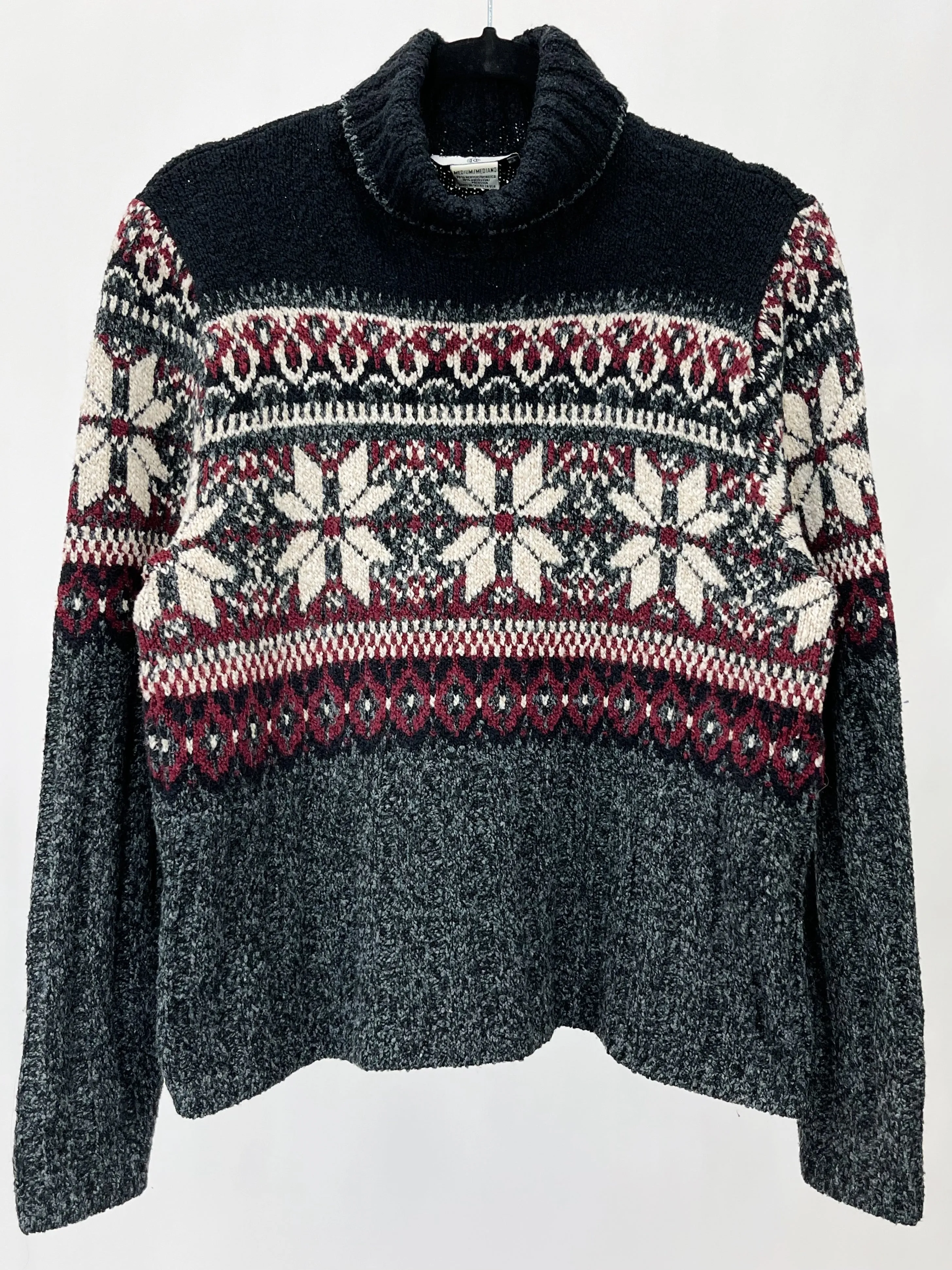 90s Vintage Kathy Ireland Fair Isle Turtleneck Sweater (M)