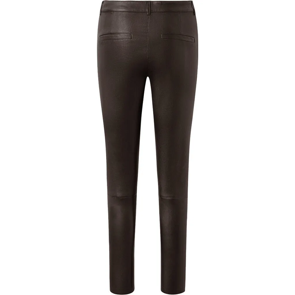 Amelia RW stretch chino leather pant 7/8 length / 14254 - Chocolate