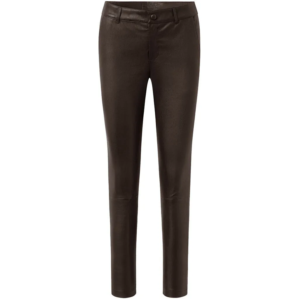 Amelia RW stretch chino leather pant 7/8 length / 14254 - Chocolate