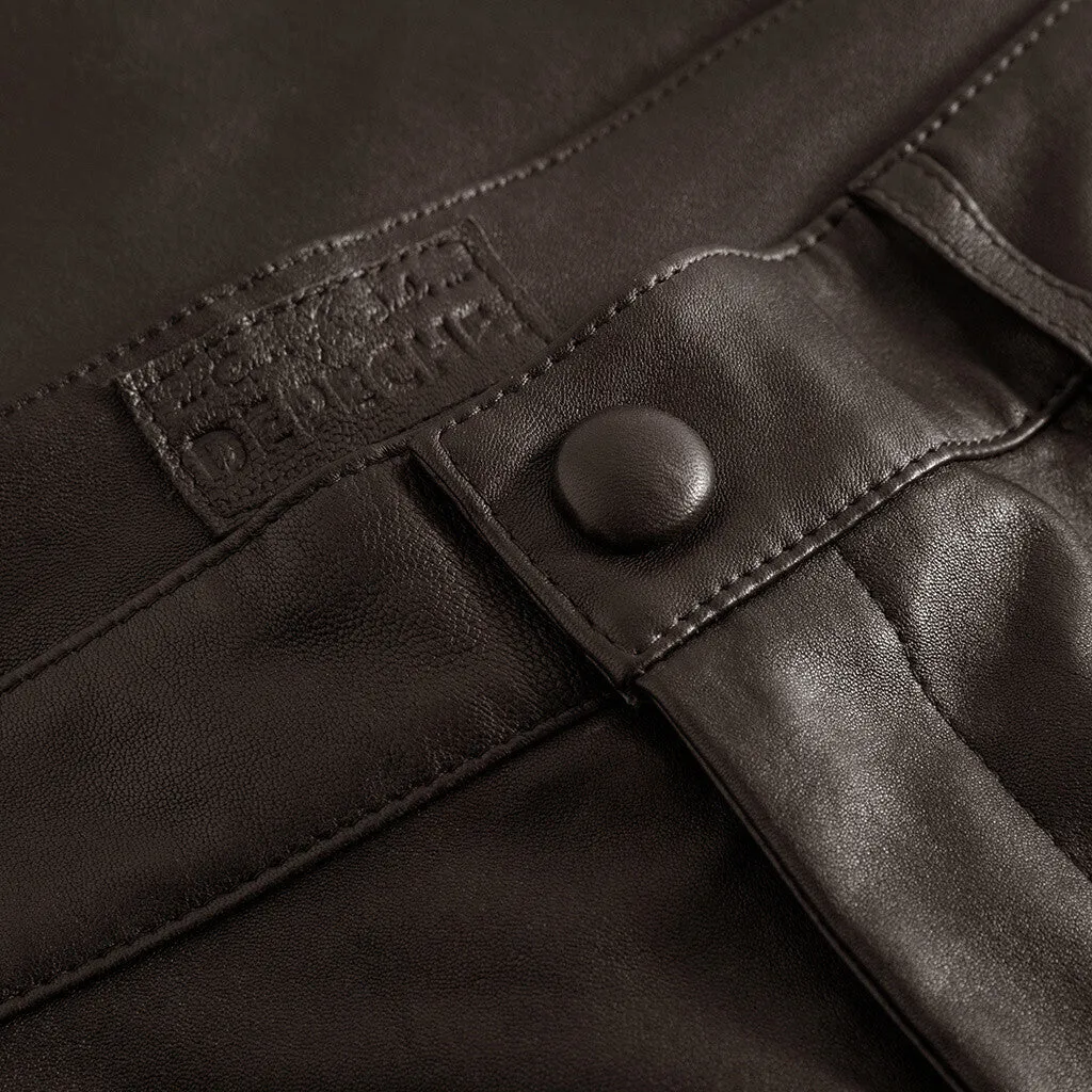 Amelia RW stretch chino leather pant 7/8 length / 14254 - Chocolate