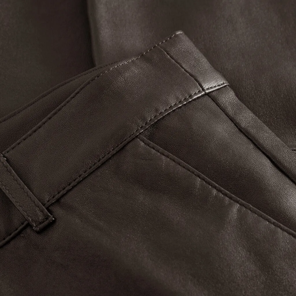 Amelia RW stretch chino leather pant 7/8 length / 14254 - Chocolate
