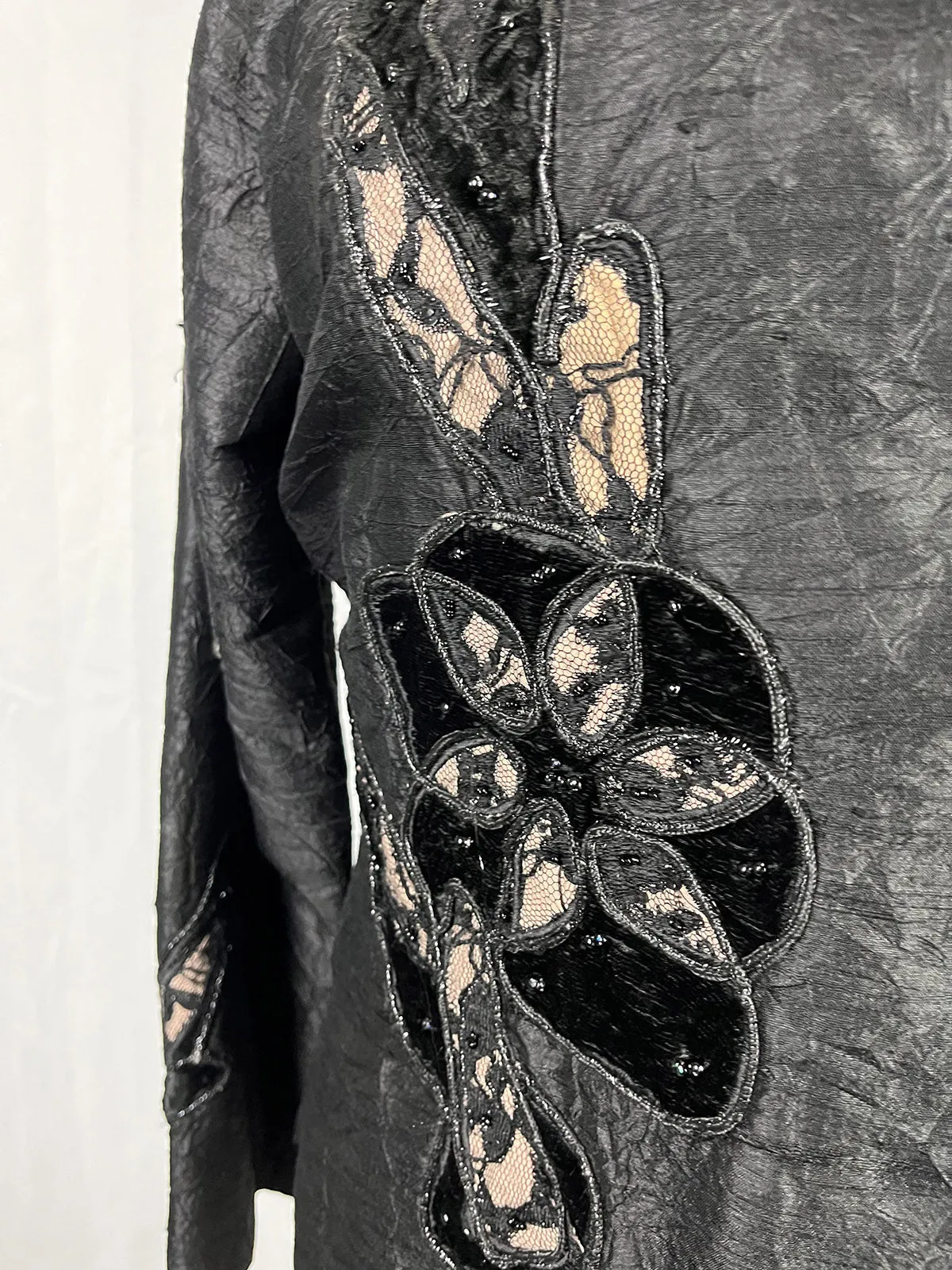 Anage Size 14 Black & Beige Floral Jacket