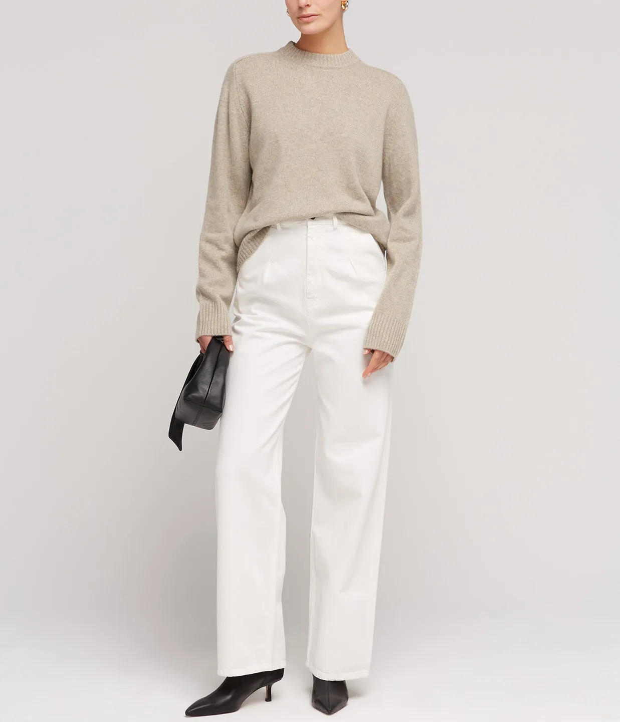 Attu Wide Leg Denim Pants in Ivory