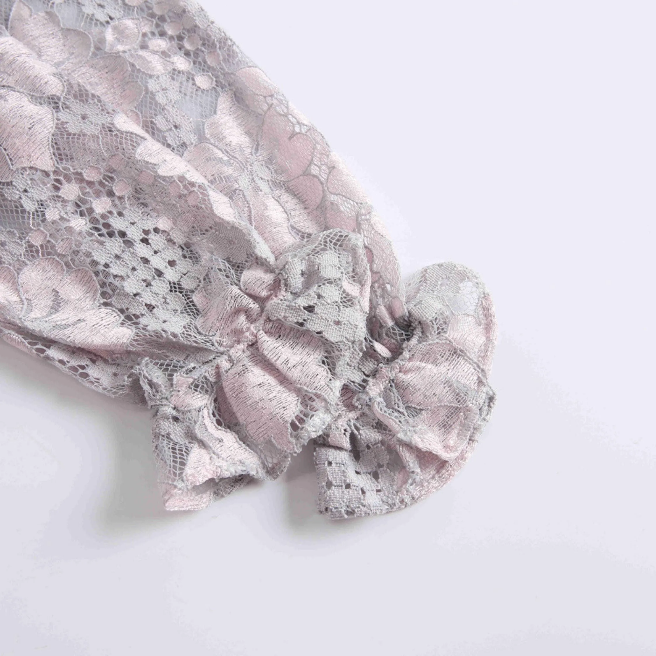 Beautiful Full Sleeve Lace Pattern Girls Dress