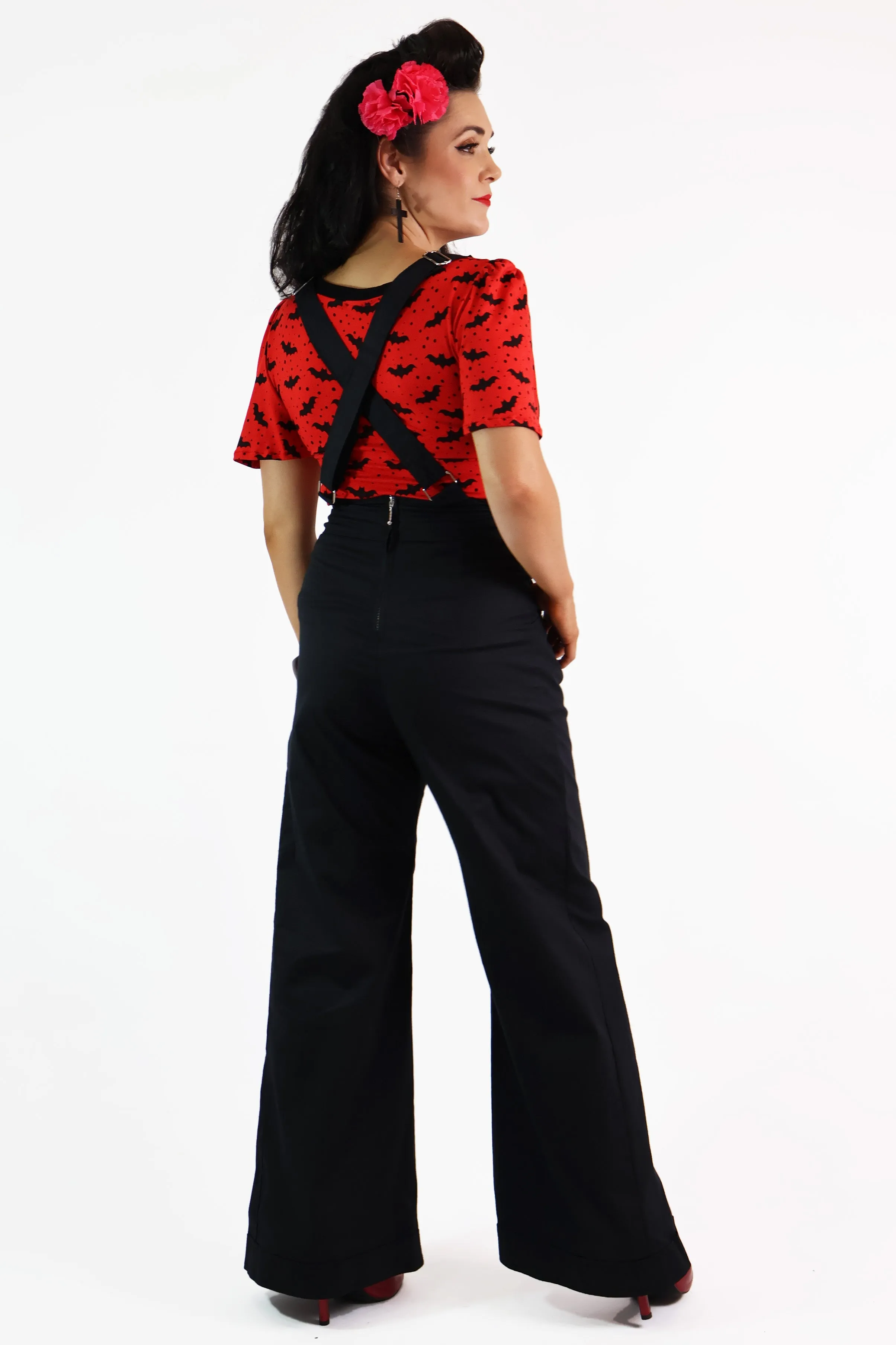 Black Suspender Swing Pants