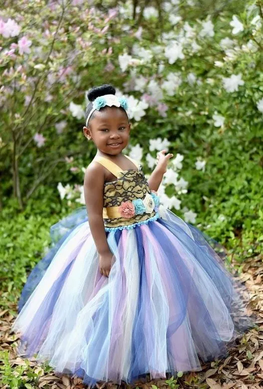 Blue Flower Girl Dress, Tutu Dress, BW97561