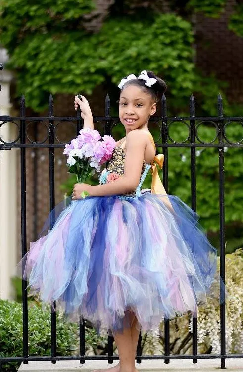 Blue Flower Girl Dress, Tutu Dress, BW97561