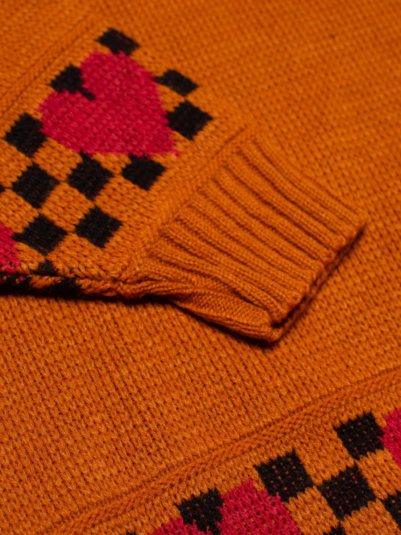 Brown Checkerboard Cow Sweater (L)