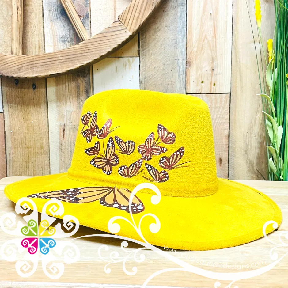 Canary Yellow Monarchs - Hand Painted Fall Hat