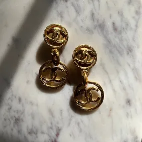 Chanel Vintage Twisted Gold Earrings