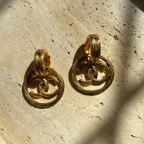 Chanel Vintage Twisted Rope Doorknocker Earrings