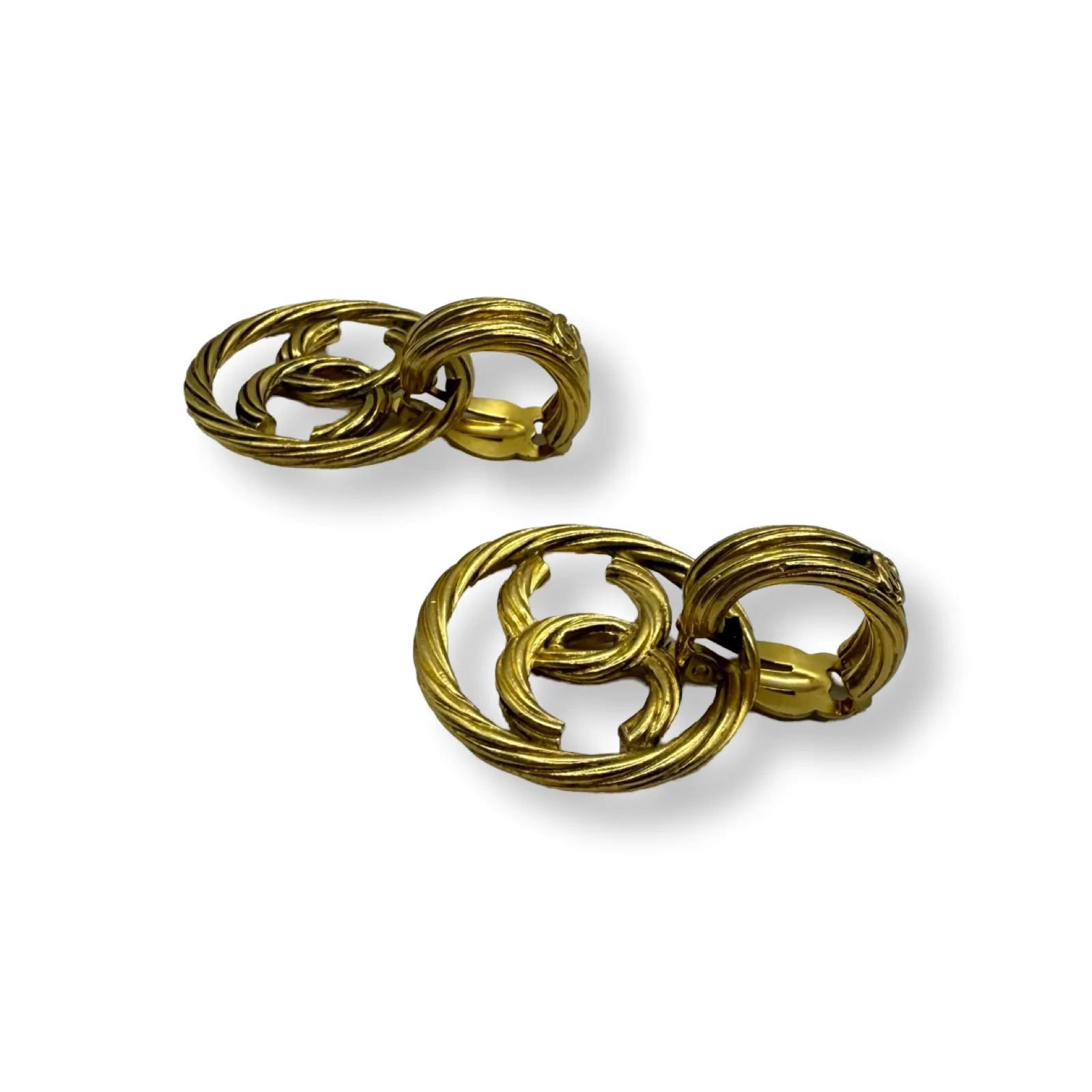 Chanel Vintage Twisted Rope Doorknocker Earrings