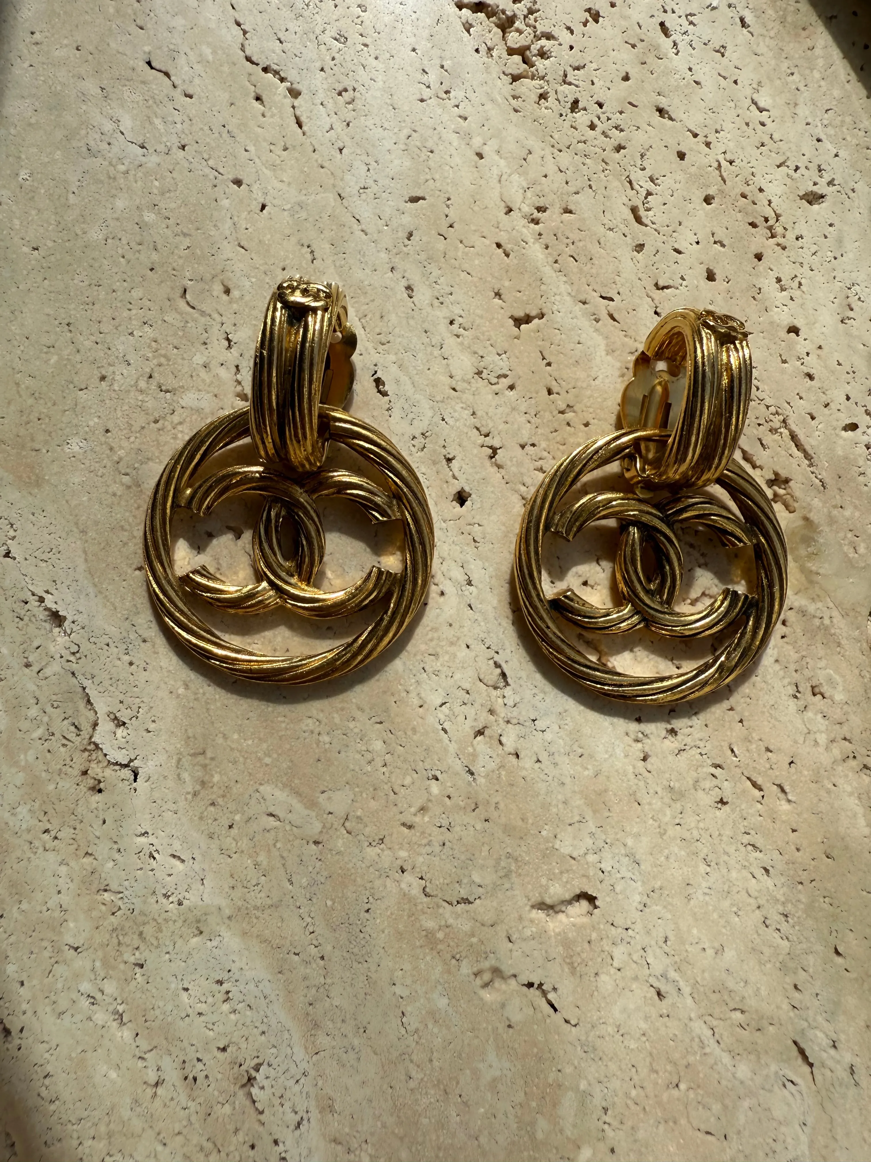 Chanel Vintage Twisted Rope Doorknocker Earrings