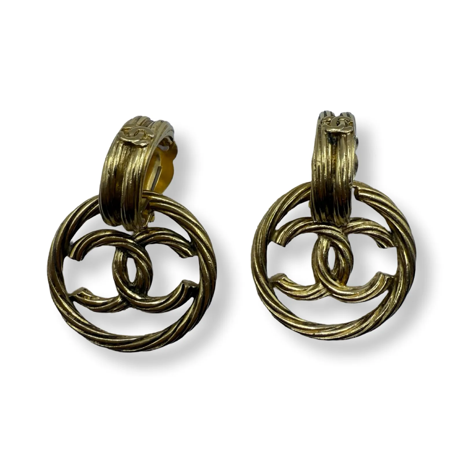 Chanel Vintage Twisted Rope Doorknocker Earrings