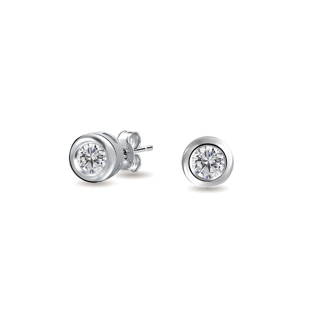 Classic Bridal White Pave CZ Half Hoop Ball Drop Glass Pearl Earrings