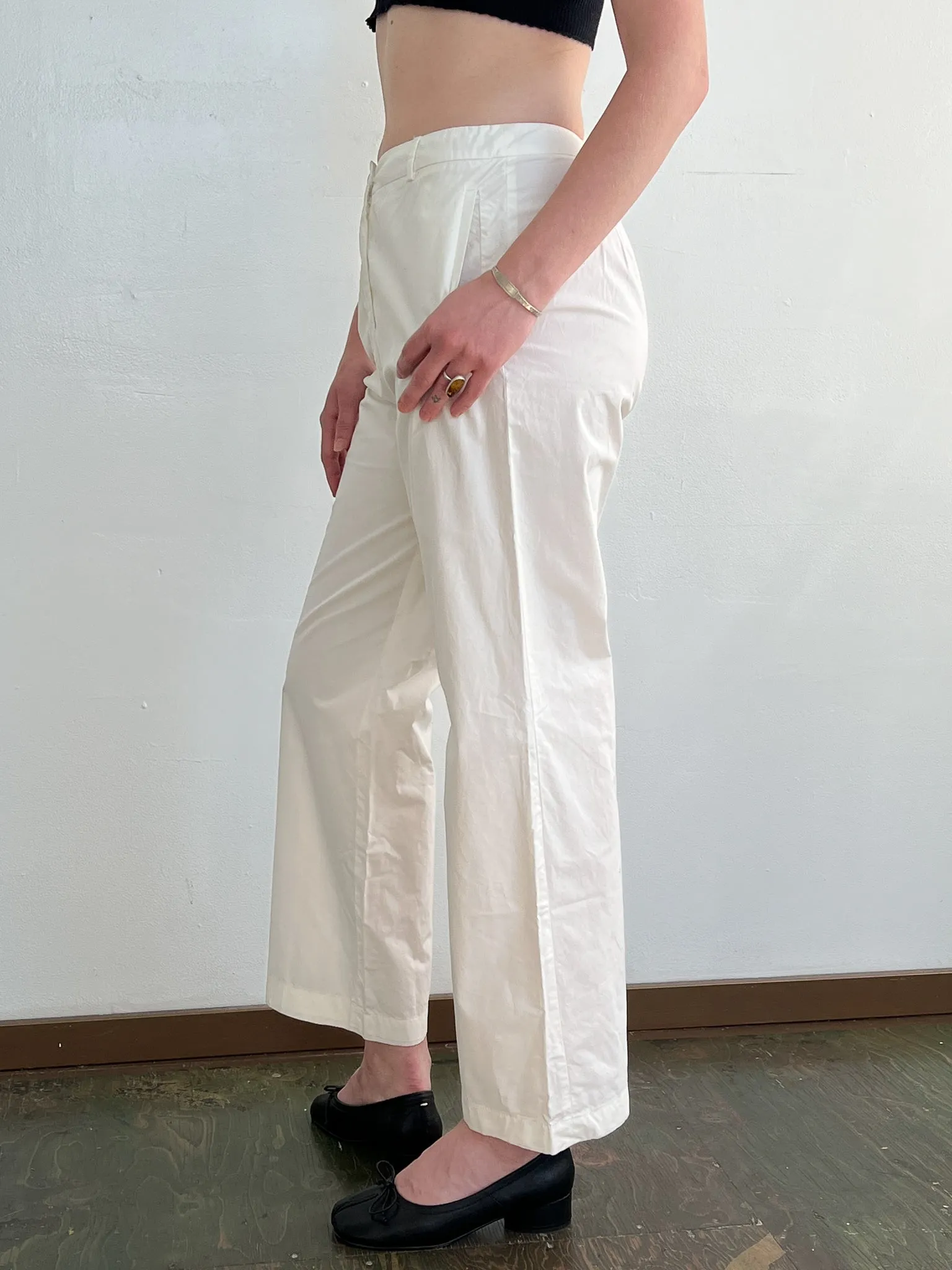 Crisp White Cotton Chinos (M)