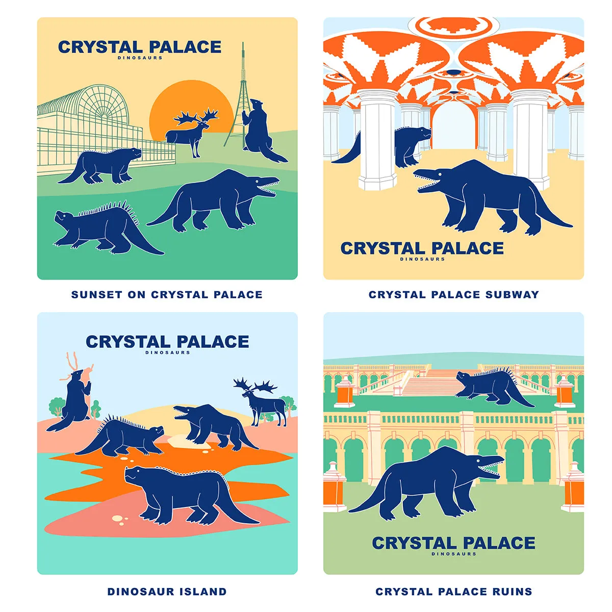 Crystal Palace Dinosaurs - Crystal Palace Ruins Retro Keyring