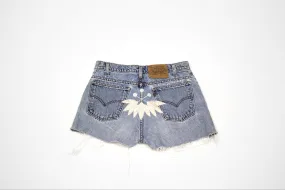 Custom Order - Feather & Logo Vintage Cut Offs - Women’s Vintage Levi Shorts with Embroidery
