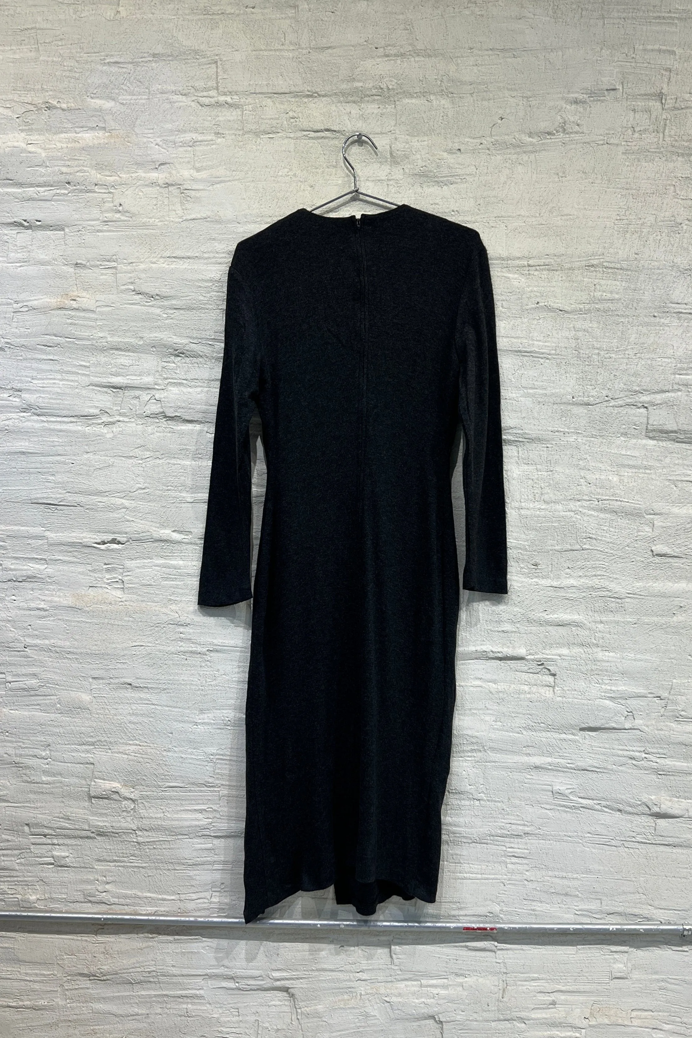 Dark Gray Dress w/ beaded pattern - Vintage/ Used