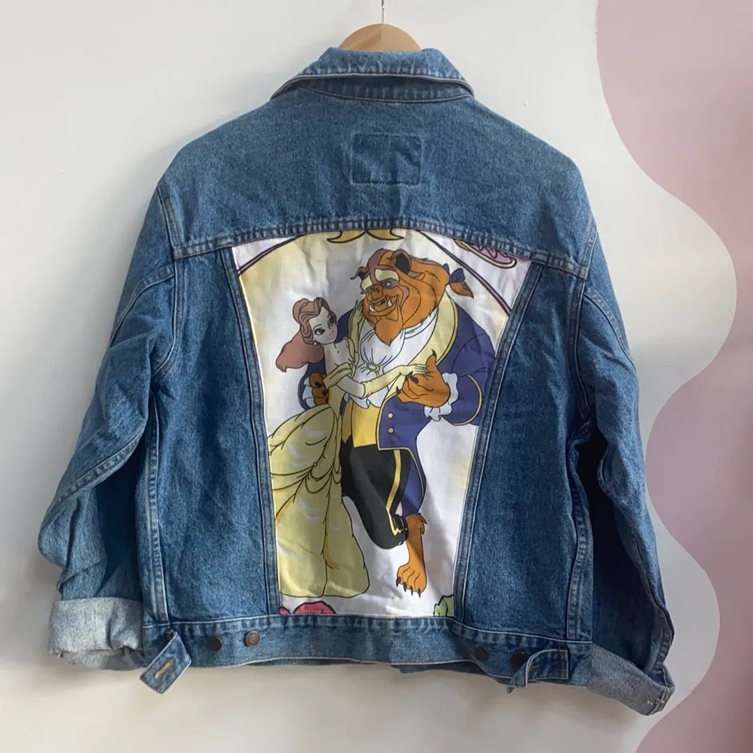 Denim Jacket made with Reworked Duvet Cover.