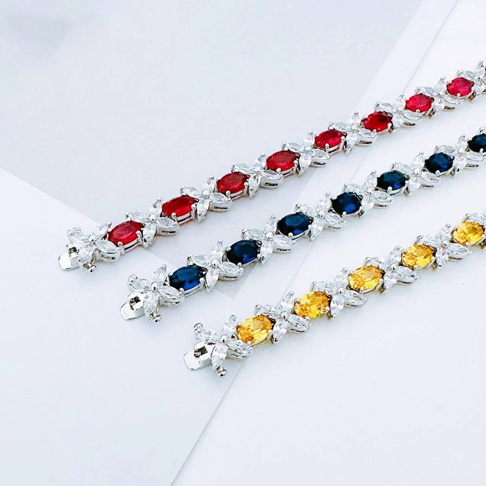 Estate Style Halo AAA CZ Marquise Star Oval Statement Tennis Bracelet