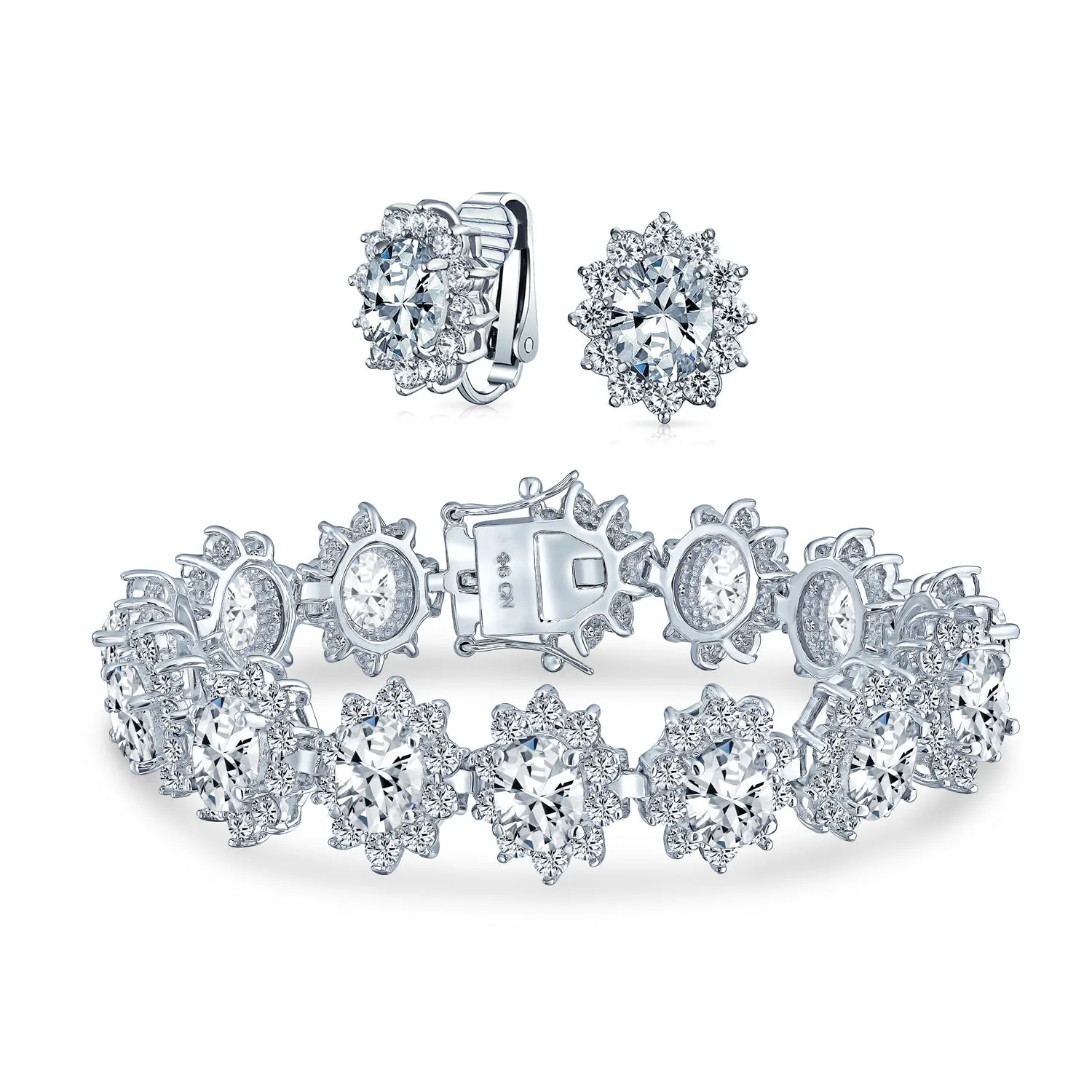 Estate Style Halo AAA CZ Marquise Star Oval Statement Tennis Bracelet