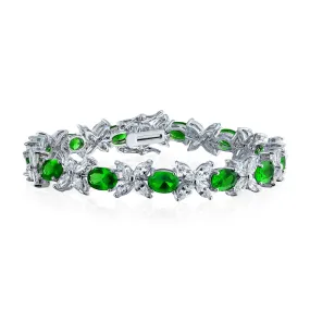 Estate Style Halo AAA CZ Marquise Star Oval Statement Tennis Bracelet