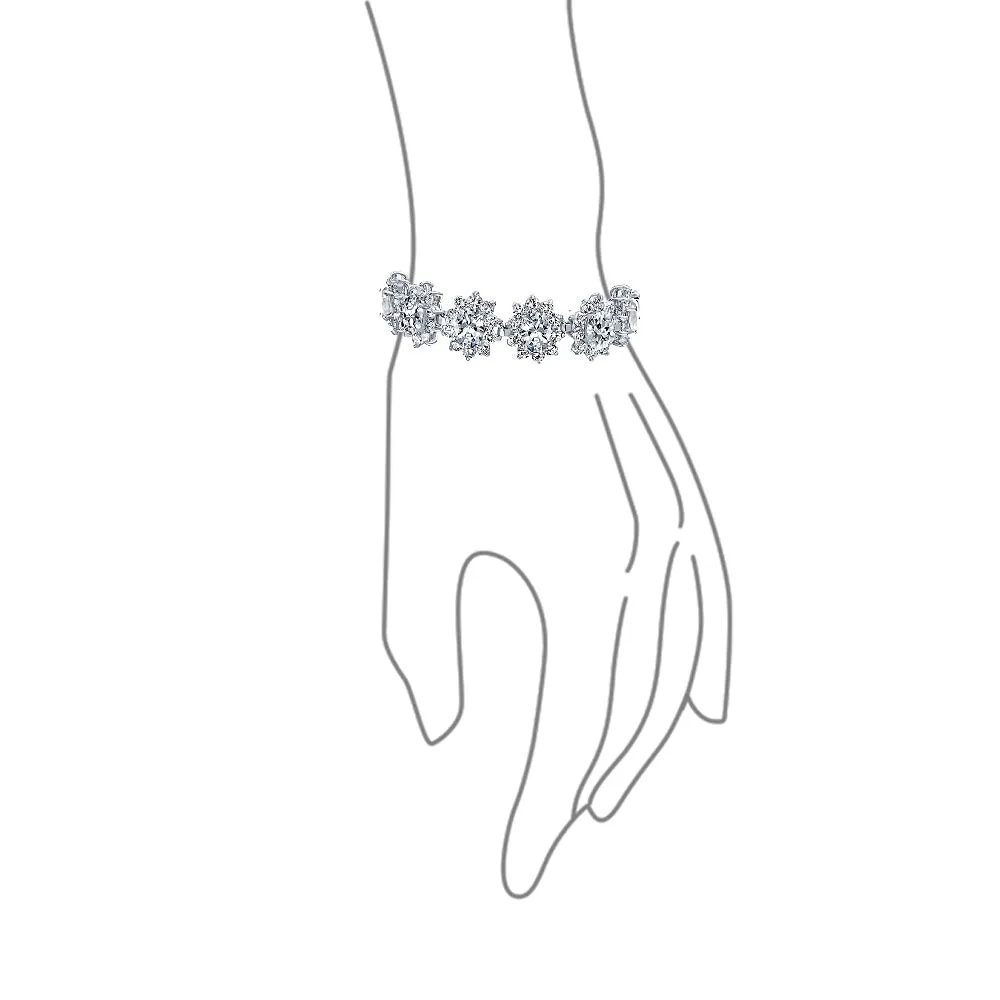 Estate Style Halo AAA CZ Marquise Star Oval Statement Tennis Bracelet