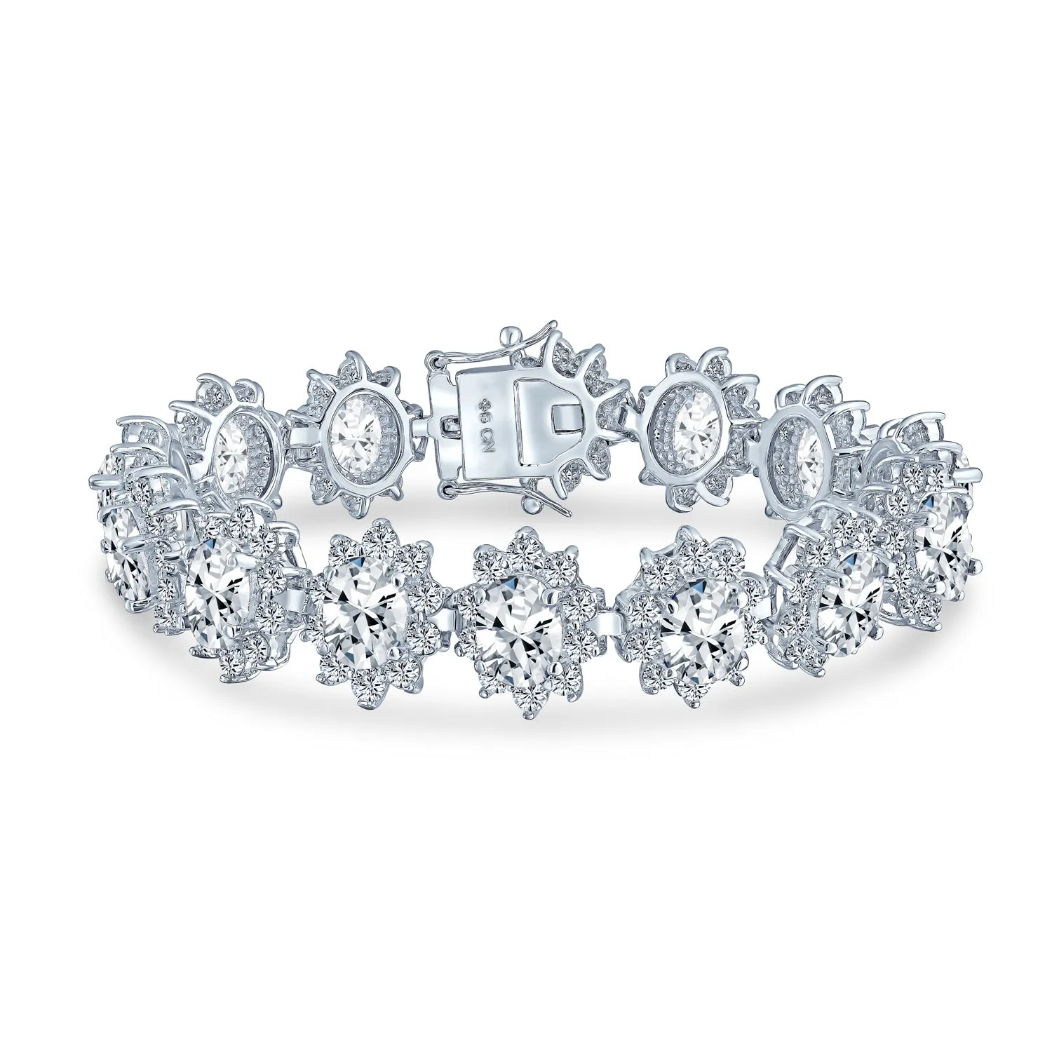 Estate Style Halo AAA CZ Marquise Star Oval Statement Tennis Bracelet