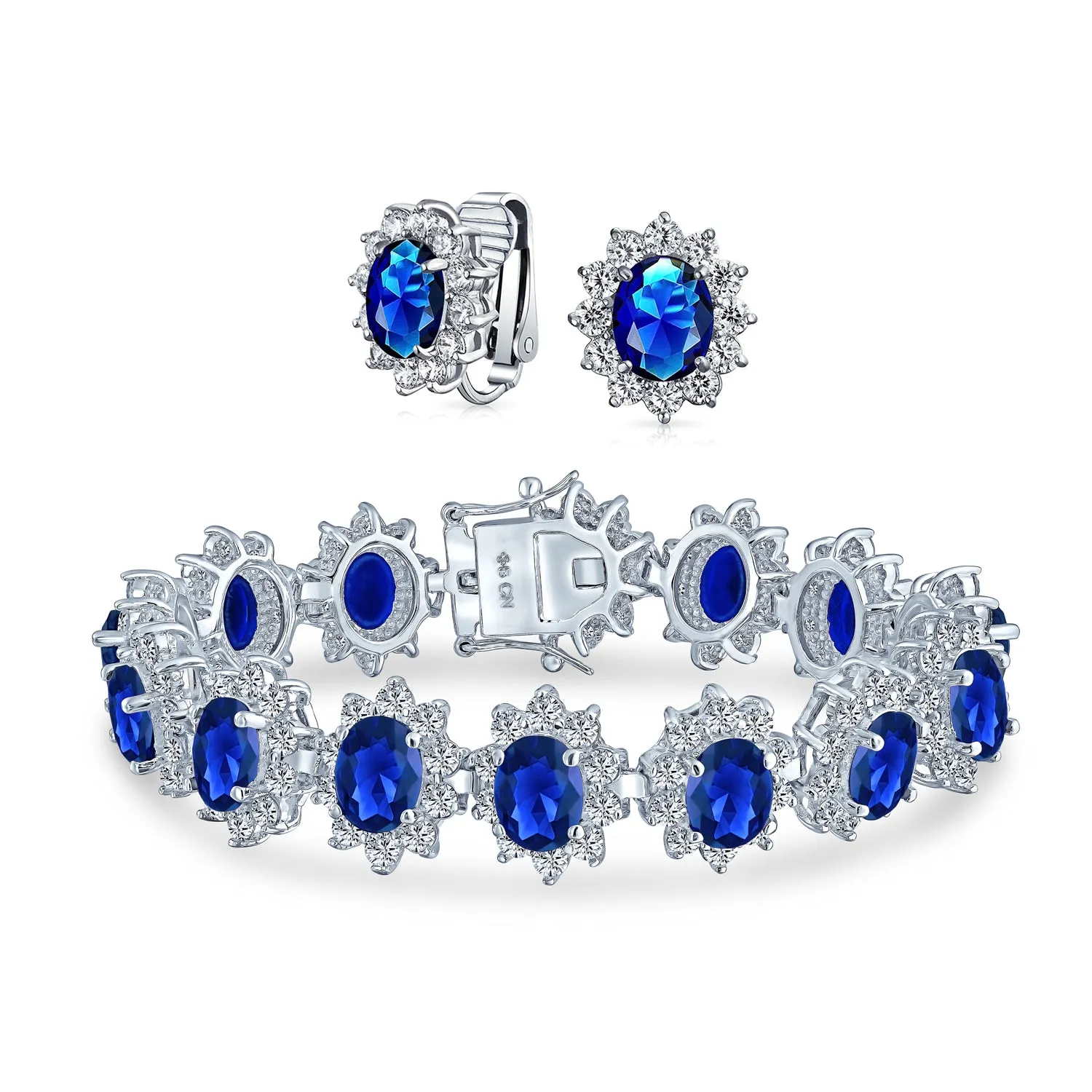 Estate Style Halo AAA CZ Marquise Star Oval Statement Tennis Bracelet