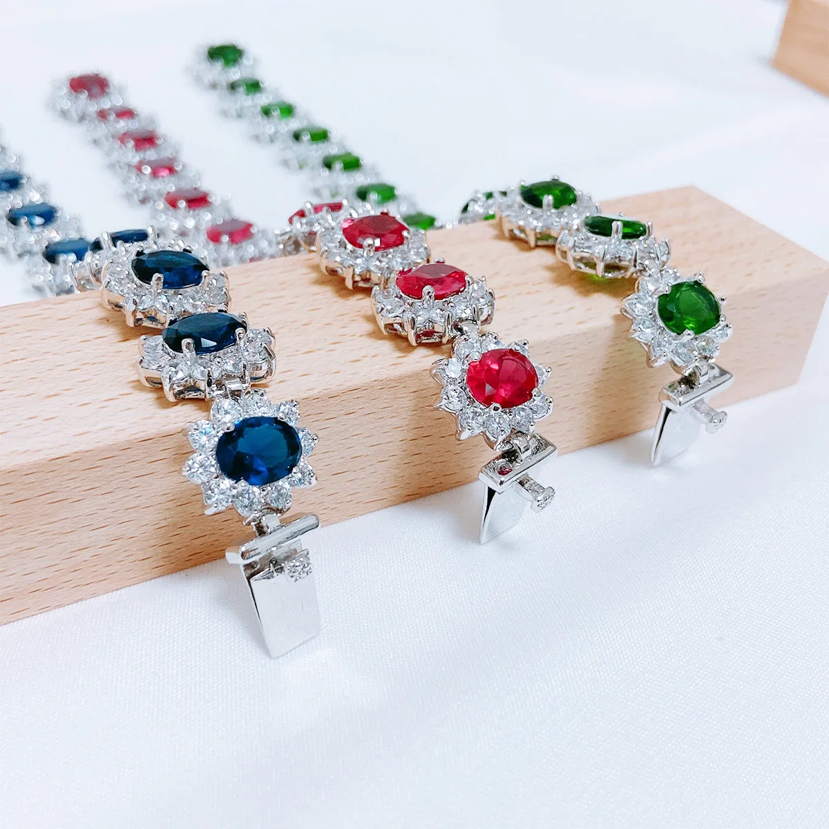 Estate Style Halo AAA CZ Marquise Star Oval Statement Tennis Bracelet