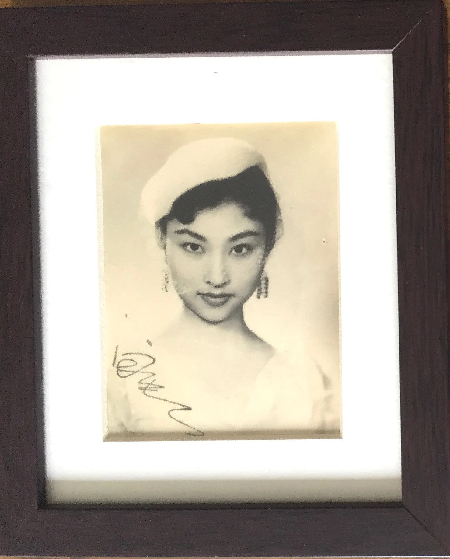 Framed vintage postcard film star