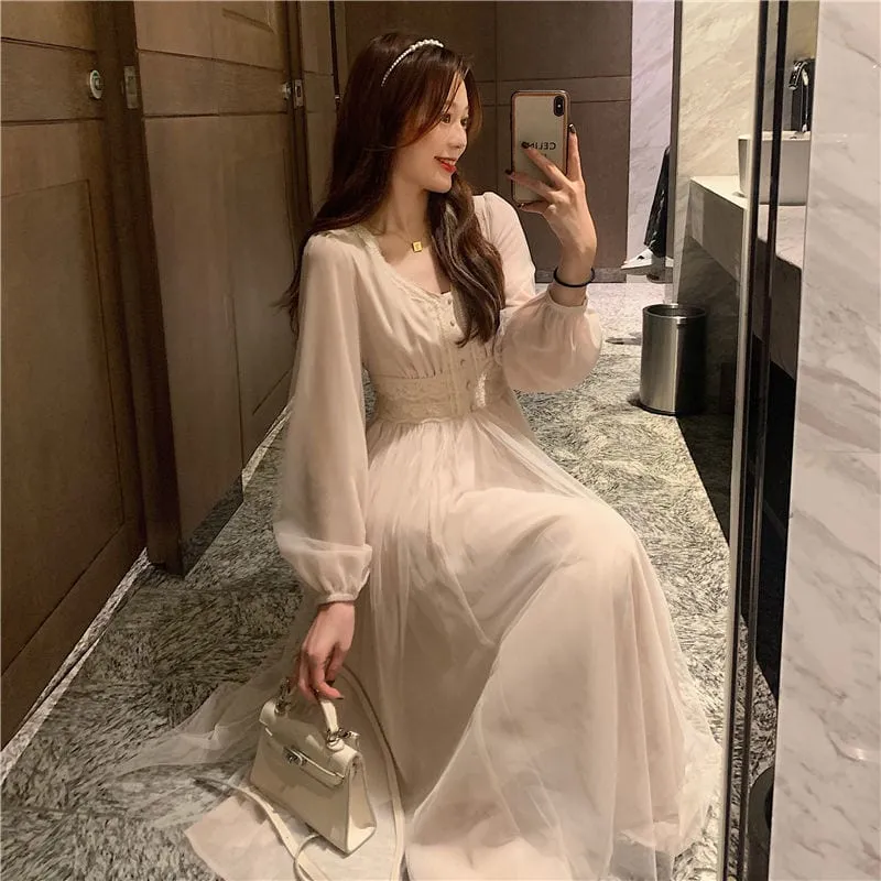 French Vintage V-neck Princess Fairy Dress